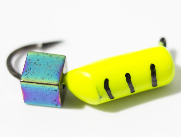 Мормышка вольфрамовая Condor Столбик с кубиком Хамелеон лимонный, 3,0 мм 15 шт