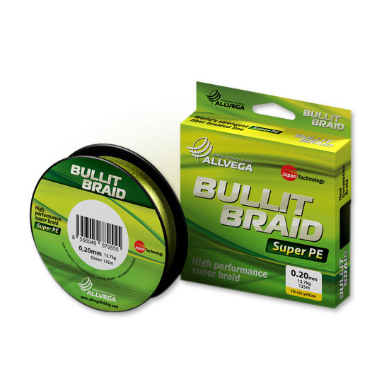 Леска плетеная ALLVEGA Bullit Braid hi-vis yellow 0.12 135м