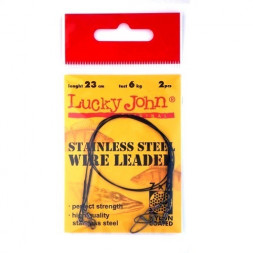Поводки Lucky John стал. 7x7 SSW оснащ. вертл. и вертл. с застёж. d 0.45мм/06кг/23см/ 2шт.