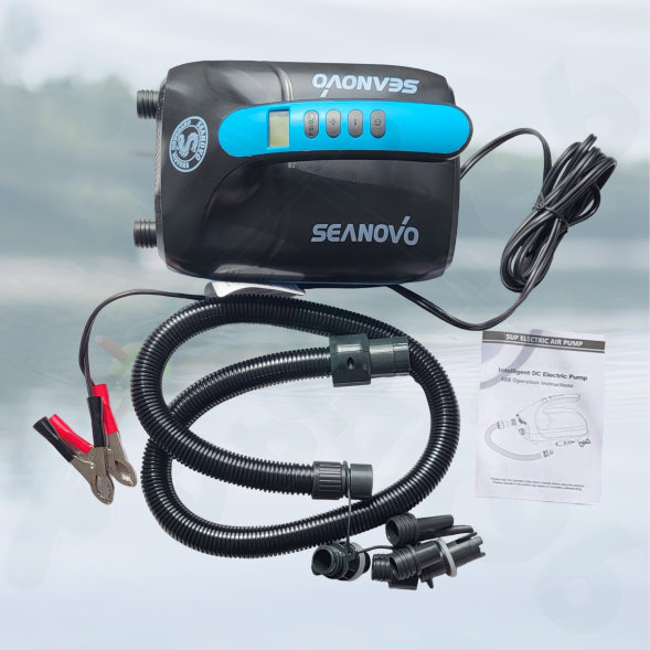 Насос электрический двухступенчатый HT-888 Seanovo для лодок ПВХ, сабов, матрасов, палаток 0,34-1,38 атм крокодил
