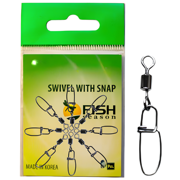 Вертлюг с застежкой Сезон Рыбалки Insurance № 7 тест 15 кг, упак. 8 шт