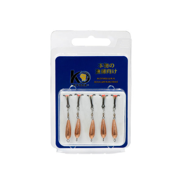 Мормышка Kyoda Черт с подвесным тройником, размер M, вес 1.3 гр медь 5 шт