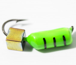 Мормышка вольфрамовая Condor Столбик с кубиком Хамелеон зеленый, 2,0 мм 15 шт